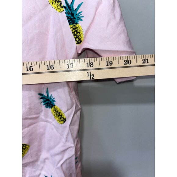 IML Mens Pineapple Print Button-Down Shirt Short Sleeve S Cotton/Rayon Pink - Picture 4 of 7
